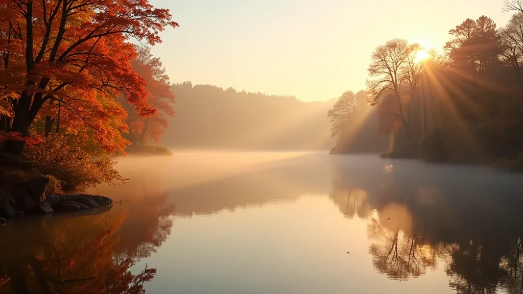 Rudens ainava ar oranžiem un sarkaniem lapām, vēsa atmosfēra, dāļu pagarinātas ēnas, putnu vērošanai ideāli apstākļi